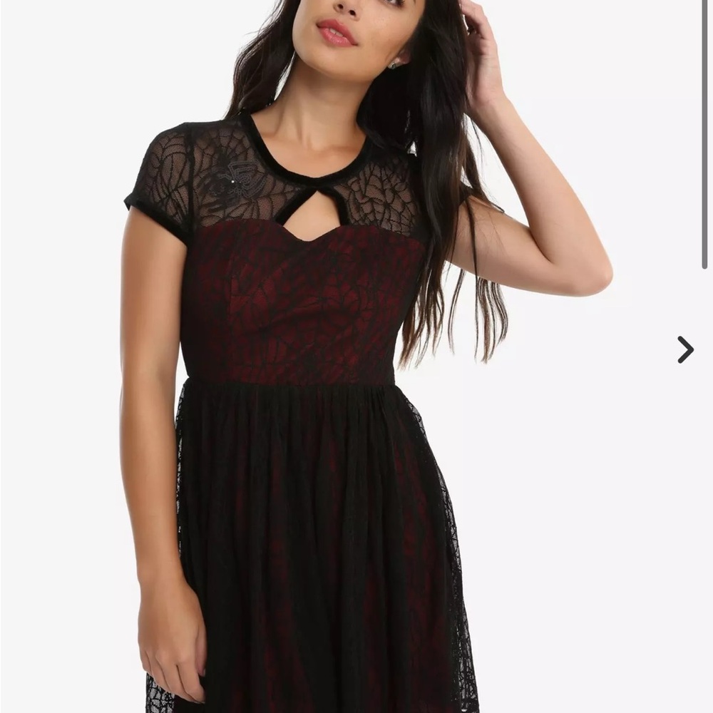 Elegant Black and Red Lace Dress